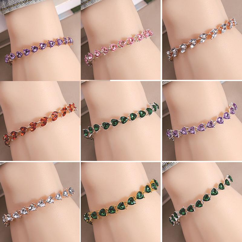 Love Flash Diamond Bracelet, Fashionable Color Willow Leaf Diamond Jewelry Design Light Luxury Accessories