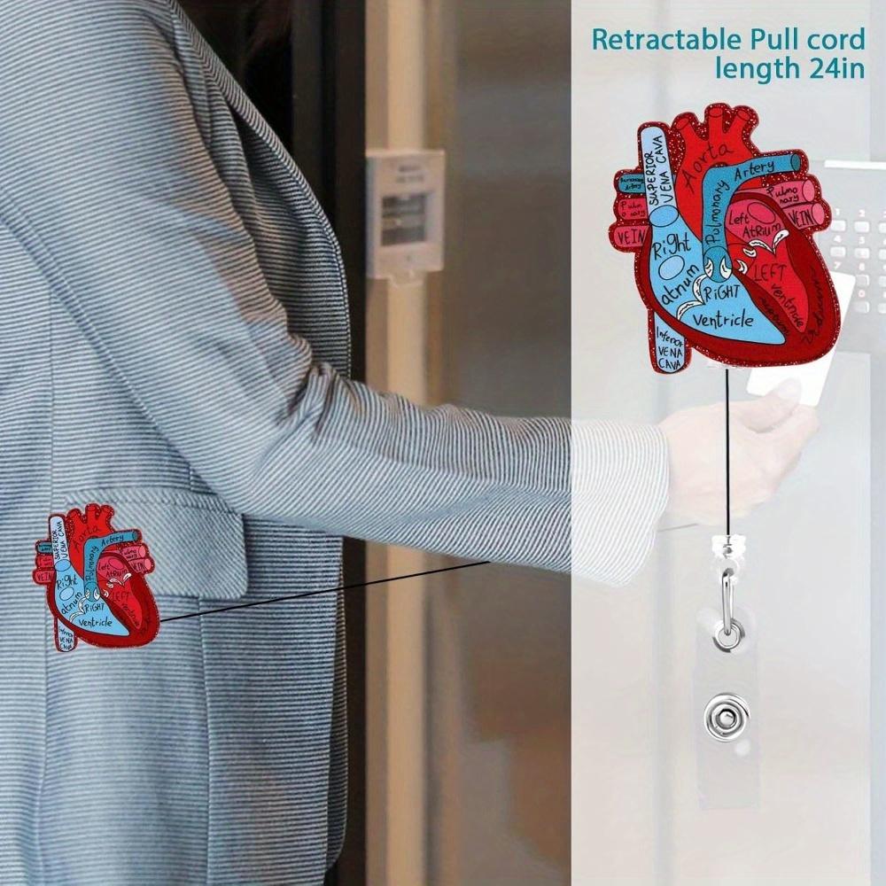 Cardiac Badge Reel. Heart-shaped Retractable ID Clip for Nurses, Doctors & Medical Staff.