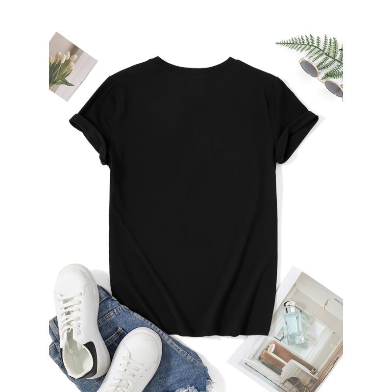 Plus Size Women Slovakian Letter Print Oversized Short Sleeve Casual Tee