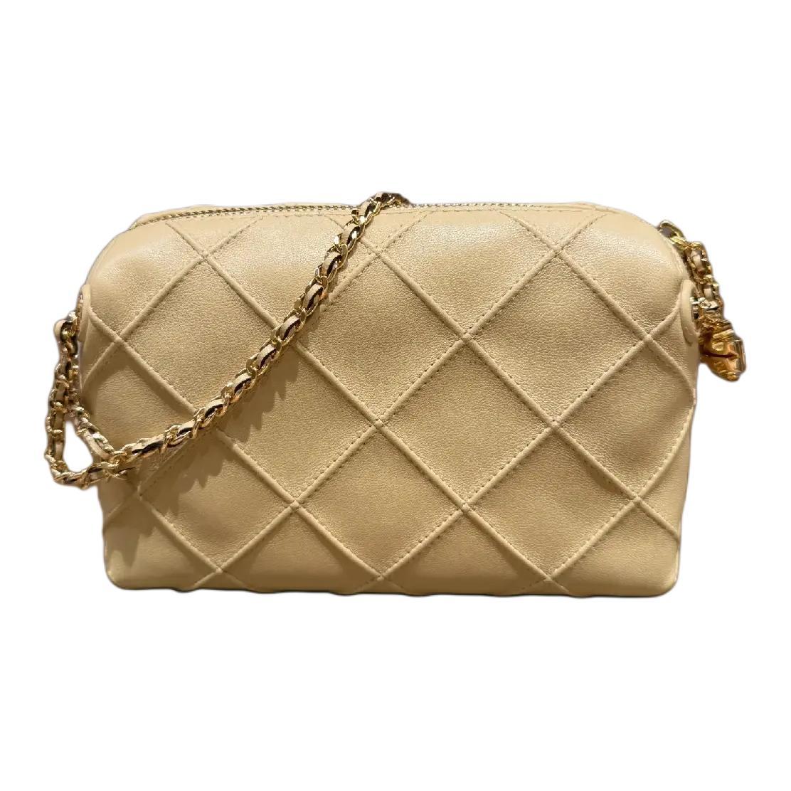 

Tory Burch Fleming Hanging Logo Pendant Diamond Quilted Leather Crossbody Shoulder Bag Mini Women Bags Yellow 169226-700 Basic Set (Bag+Dust Bag)