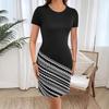 Women's Short-sleeved Round Neck Geometric Printed Slim Short Dress