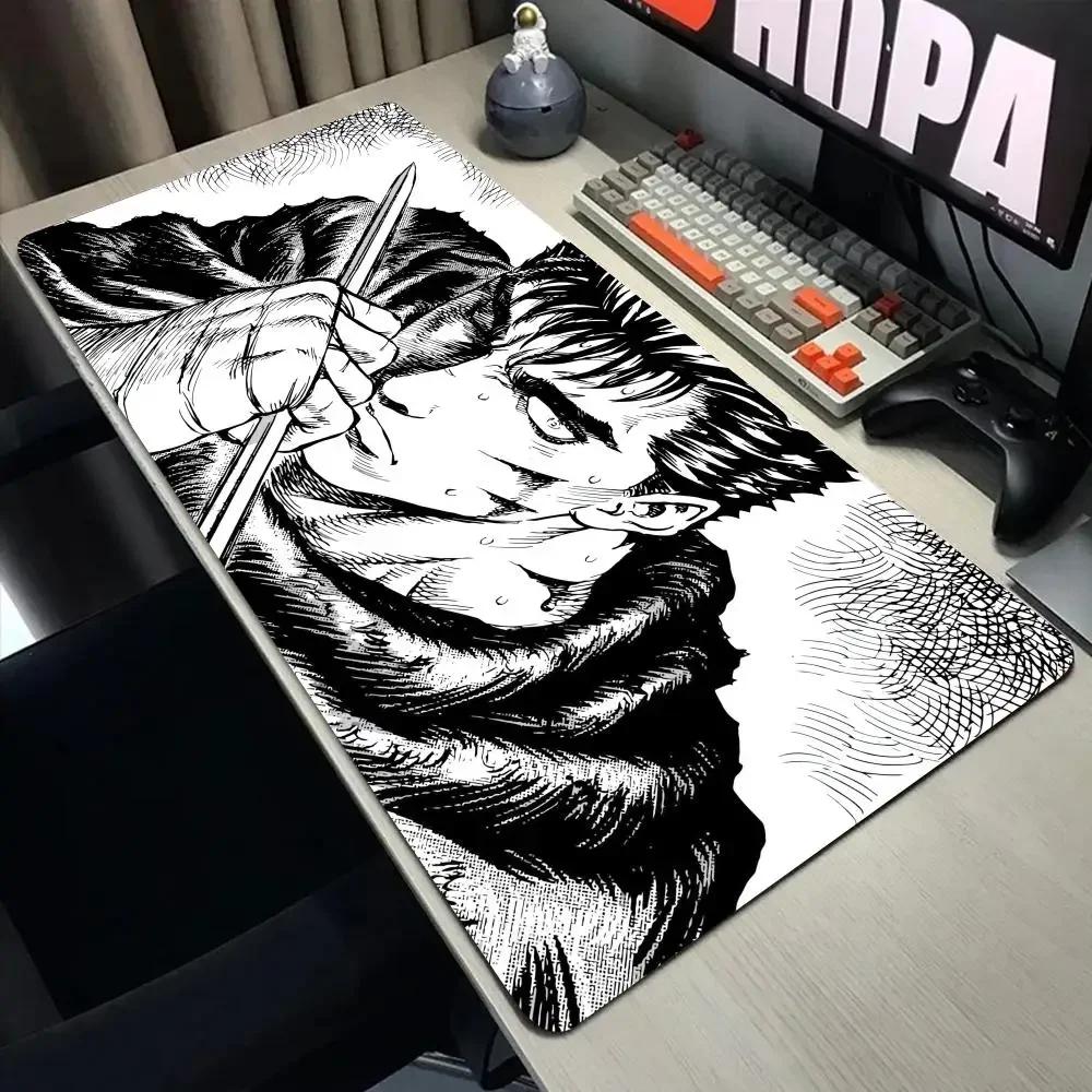 Tappetino Mouse Anime Bianco Nero Spada di Guts in Berserk Tappetino Mouse per Gamer Accessori per Gaming su Computer Tastiera Laptop mouse Tappetino per Scrivania