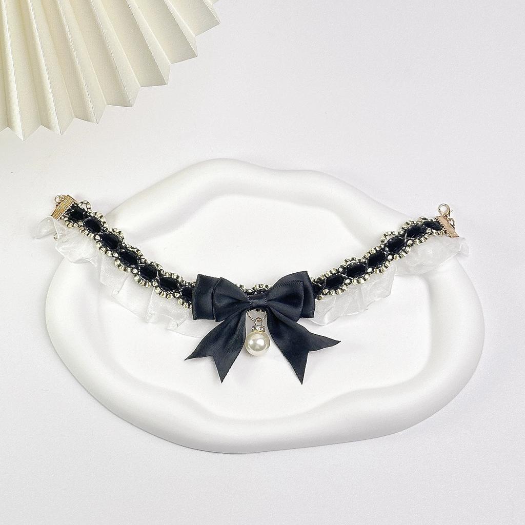Pet Dog Cat Collar Cute Lace Bow Cat Collar Adjustable Cat Necklace Jewelry Sweet Neck Decorative Pet Accessories Pet Supplies