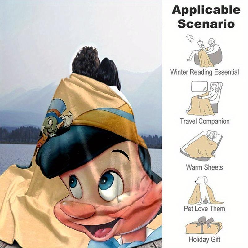 1pc, Disney Pinocchio Jiminy Cricket Blanket Gift for Home Decorative Throw Blanket Sofa Cover Bedding Travel Camping Car Beach Office Nap Mat