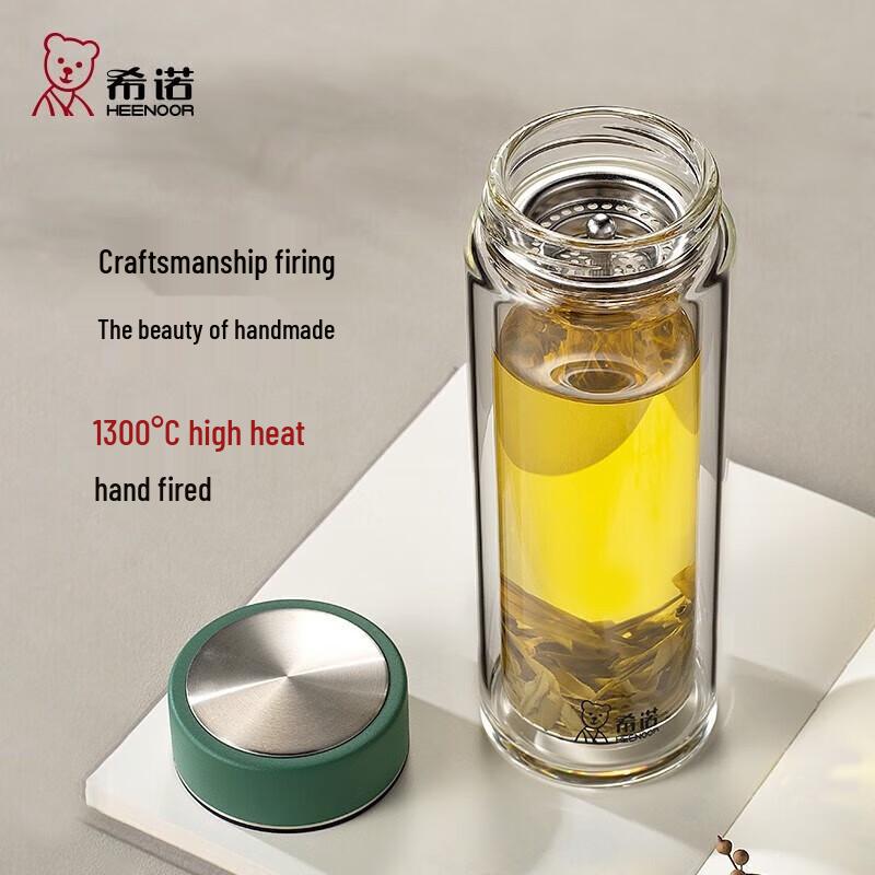 Heenoor Double-Layer Glass Water Bottle