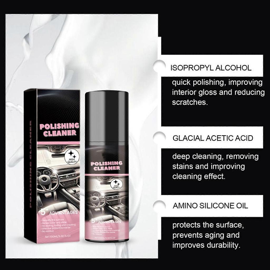Multipurpose Car Interior Cleaner Sprays with Nighttime Polishing Effect Quick Drying Residues Frees for Rubber & Leather