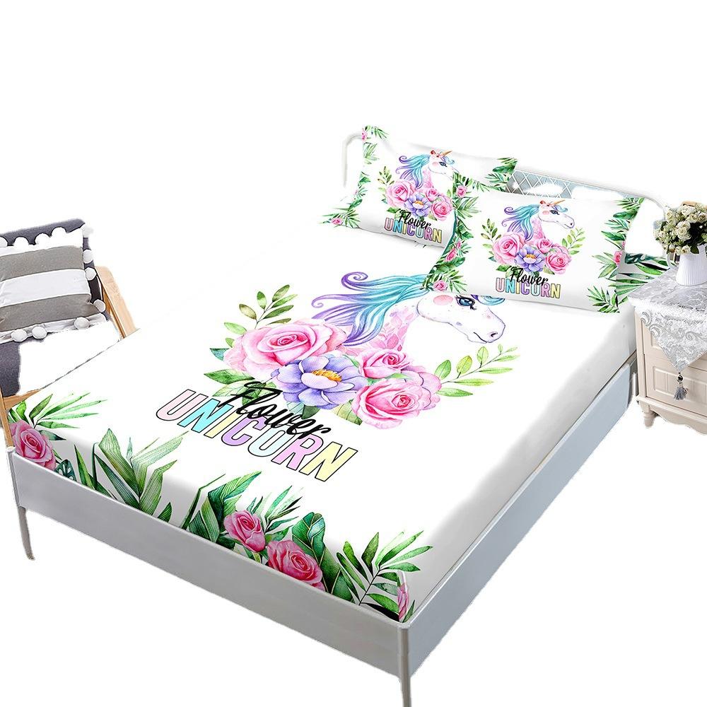 Cartoon Three-Piece Animal Fox Unicorn Mattress Mattress Mattress Protective Cover