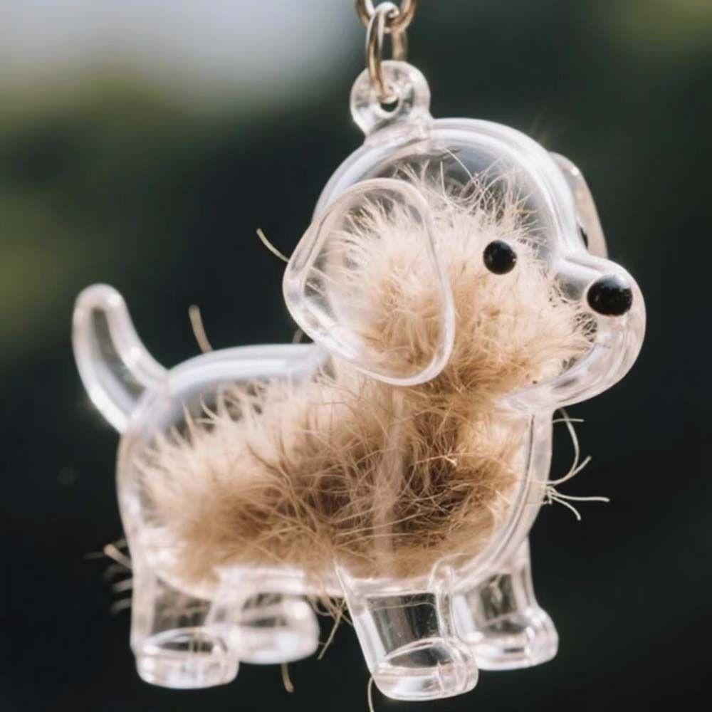 Hair Grooming Dog Hair Storage Box Transparent Puppy Pendants Cartoon Pet Hair Keychain  Backpack