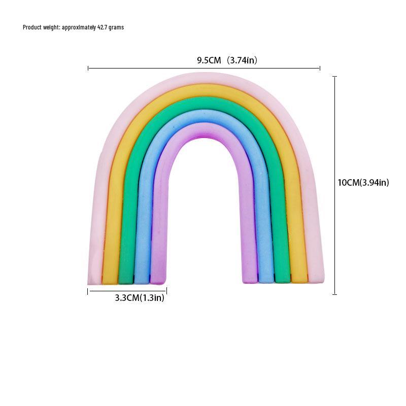 Versatile Rainbow Arch Cake Topper: Colorful Cartoon Forest Style Red Pink Rubber Ornament