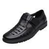 2025 Summer Leather Sandals Hollow Hole Shoes Middle Aged Dad Shoes Men's Large Sandals Men