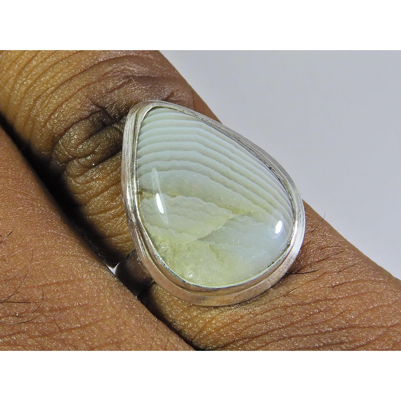 

Natural Botswana Agate 925 Solid Sterling Silver Ring Size US-6 PG-11
