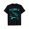 European Sizes Humorous Crow Graphic Tee for Men - Vibrant Teal F-CAW-F Bird Design, Regular Fit, Short Sleeves, Machine Washable