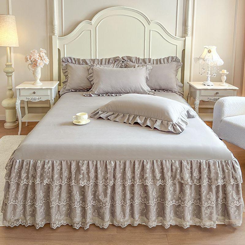3pcs Aesthetically Pleasing Bed Skirt,Suitable for All Seasons - Hotel-Grade Mattress Protector, Perfect for Bedroom And Guest Room Decor