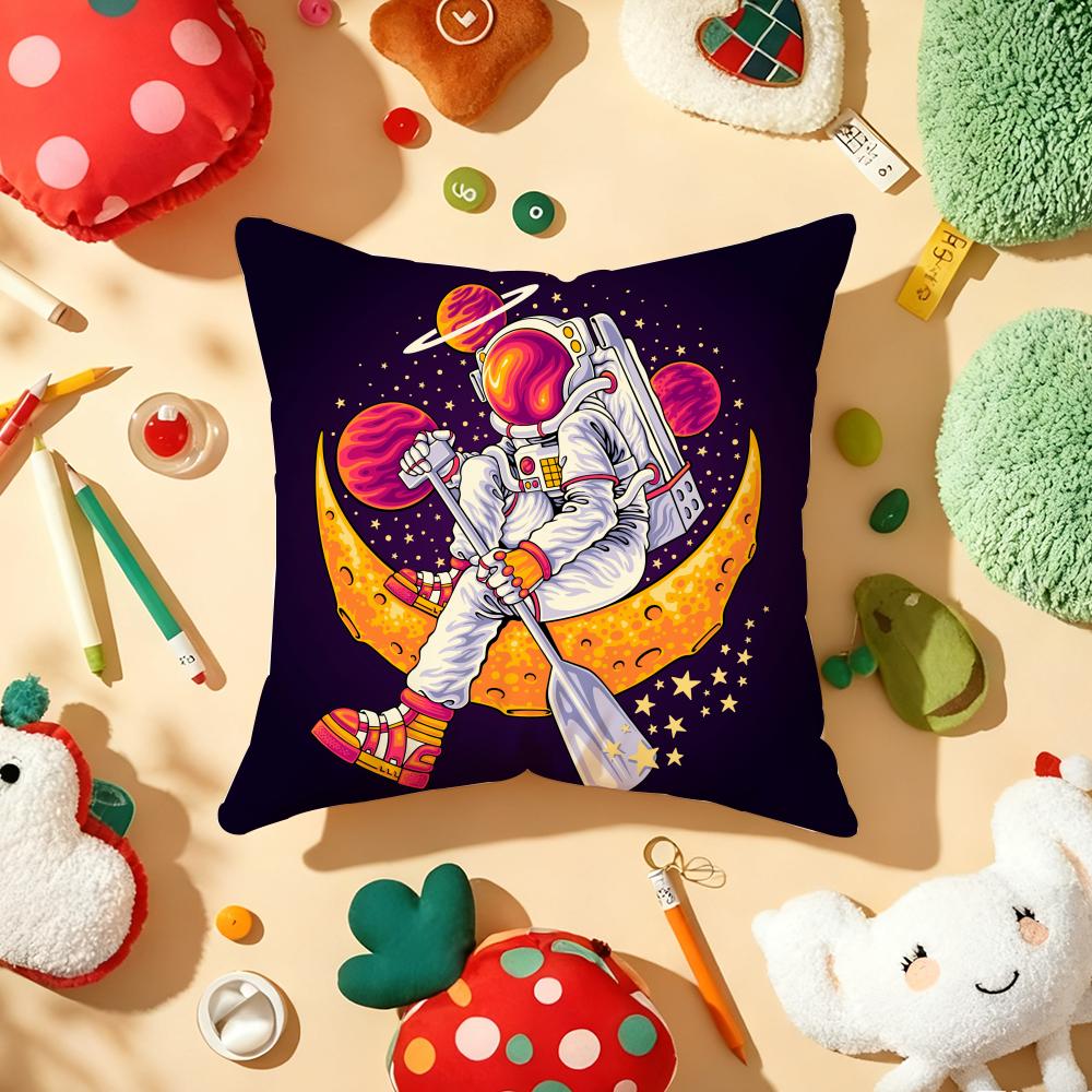 Astronaut Spacewalk Exploration Cushion Cover Plush Fabric Soft DoubleSided Printed Sofa Warm Winter Home Gift Pillow Cover