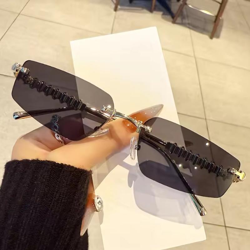 Protective Glasses 3pcs Fashion Rimless Polygon Sunglasses Women Metal Frame Sun Glasses Vintage Irregular Legs Eyewear Ladies