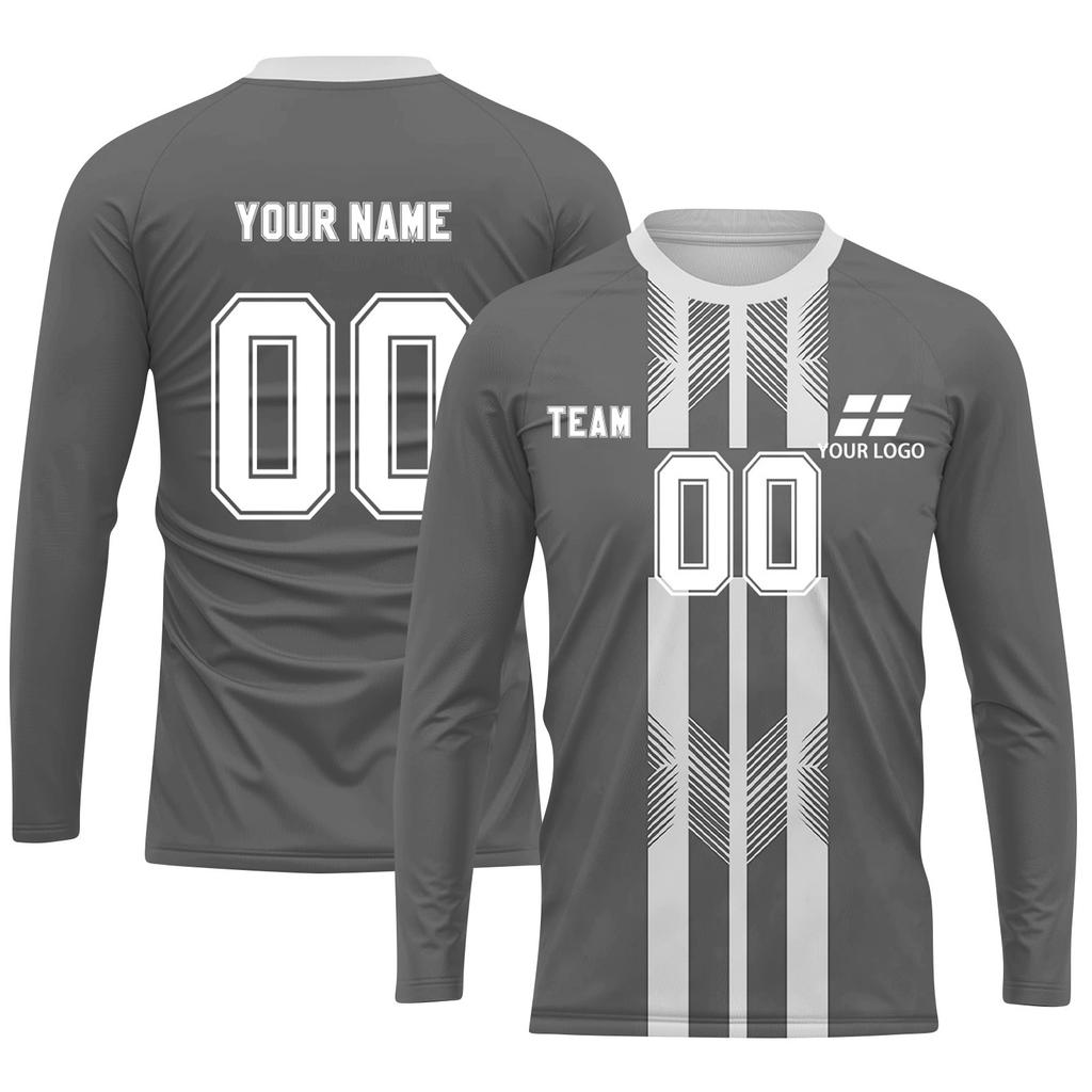 Men's Long Sleeve Athletic Jersey, Quick-Dry Sports Shirt, Lightweight Team Uniform Top, Red White Design