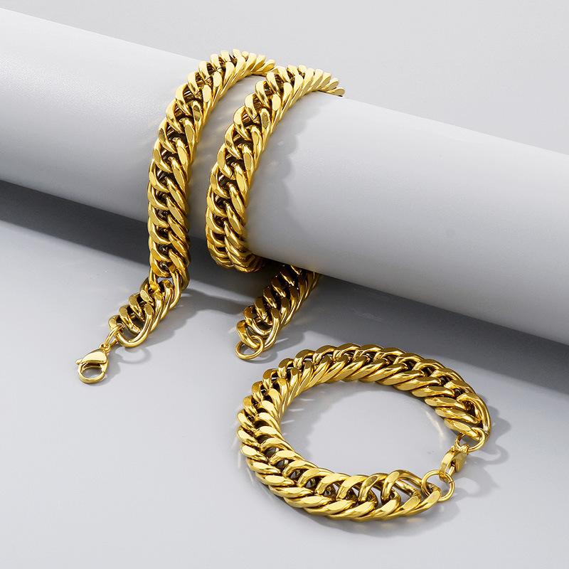 Jednoduchý hladký řetízek Dvojitě pletený Čtyřstranně broušený Náramek Hip-Hop Osobnost Více velikostí Bičíkový řetízek Titanová ocel Pánský náhrdelník