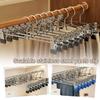 5pcs New Retractable Metal Trouser Rack Windproof with Adjustable Clips Pants Drying Hangers Non-Slip Closet Storage Racks