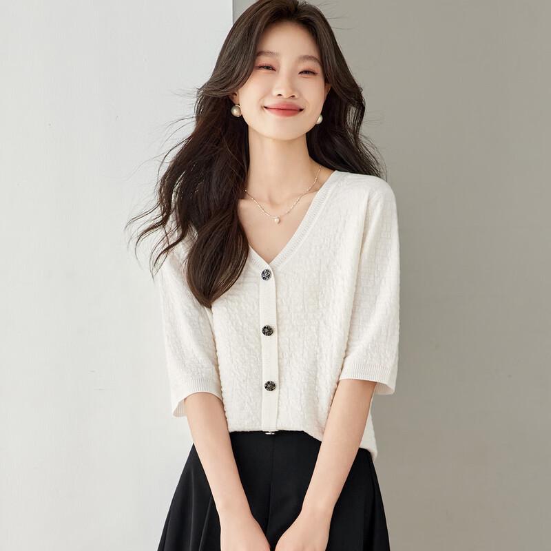 

Srcr Women s Wool Blend V-Neck Mid-Sleeve Knit Top XL