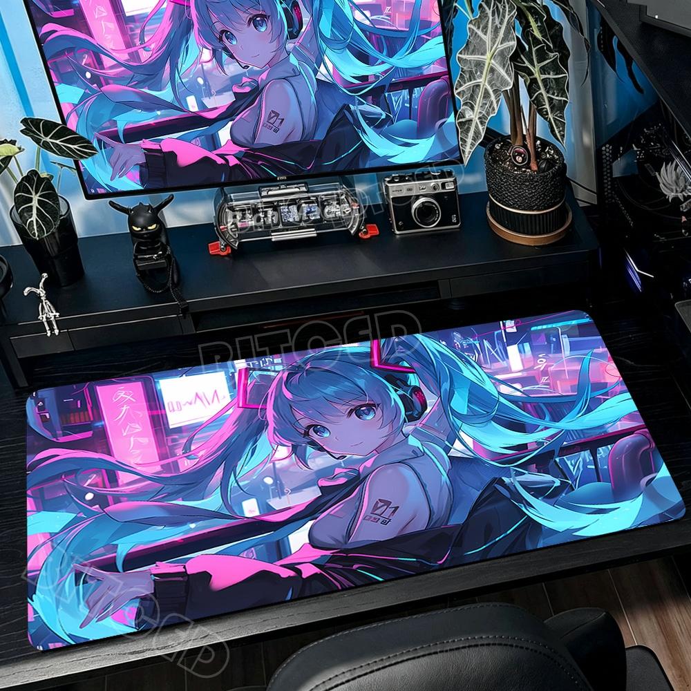 Cute Hatsune Miku Anime Mouse Pad Gaming Big Desk Mat Office Computer Keyboard Mousepad Non-slip Rubber for Laptop & Gaming Use