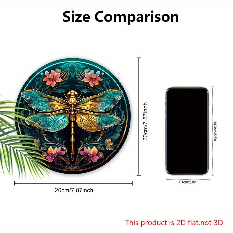Vintage Holzschild mit Libellen- und Blumenmuster - Künstlerisches rundes Ornament für Haustür, Wandbehang-Dekor - Ideale Hängedekoration für Zuhause