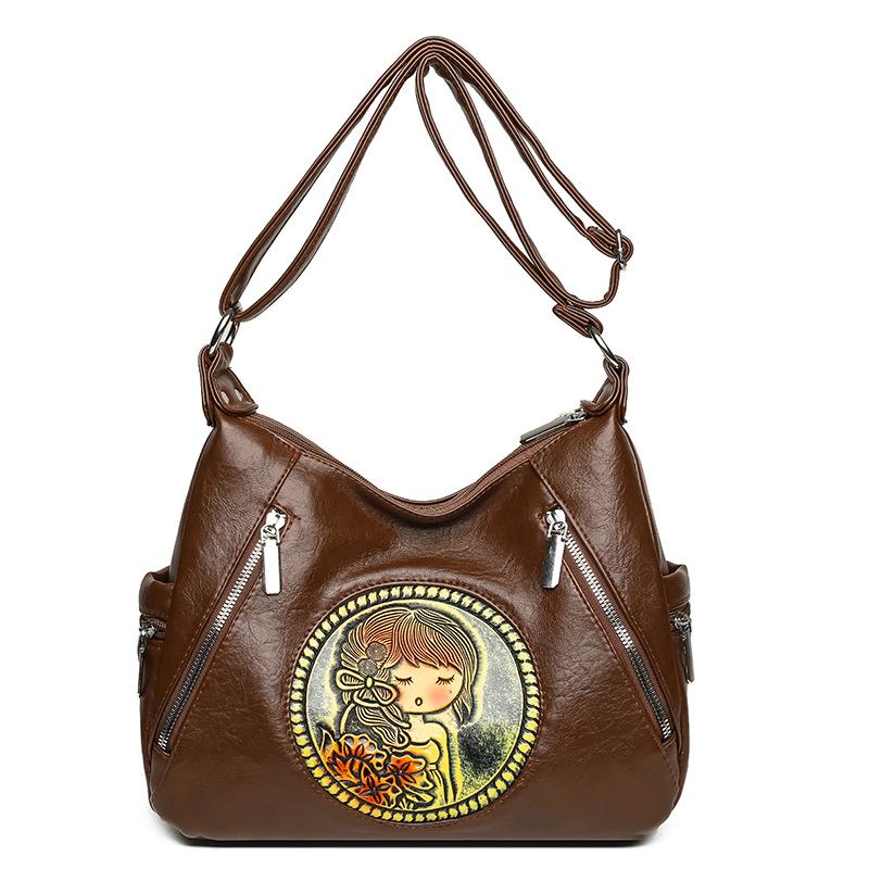 

Этнический стиль тисненый продвинутое моделирование мягкий прочный модный изысканный новый легкий роскошный городской уличный пляжный кроссбоди на плечо коричневый