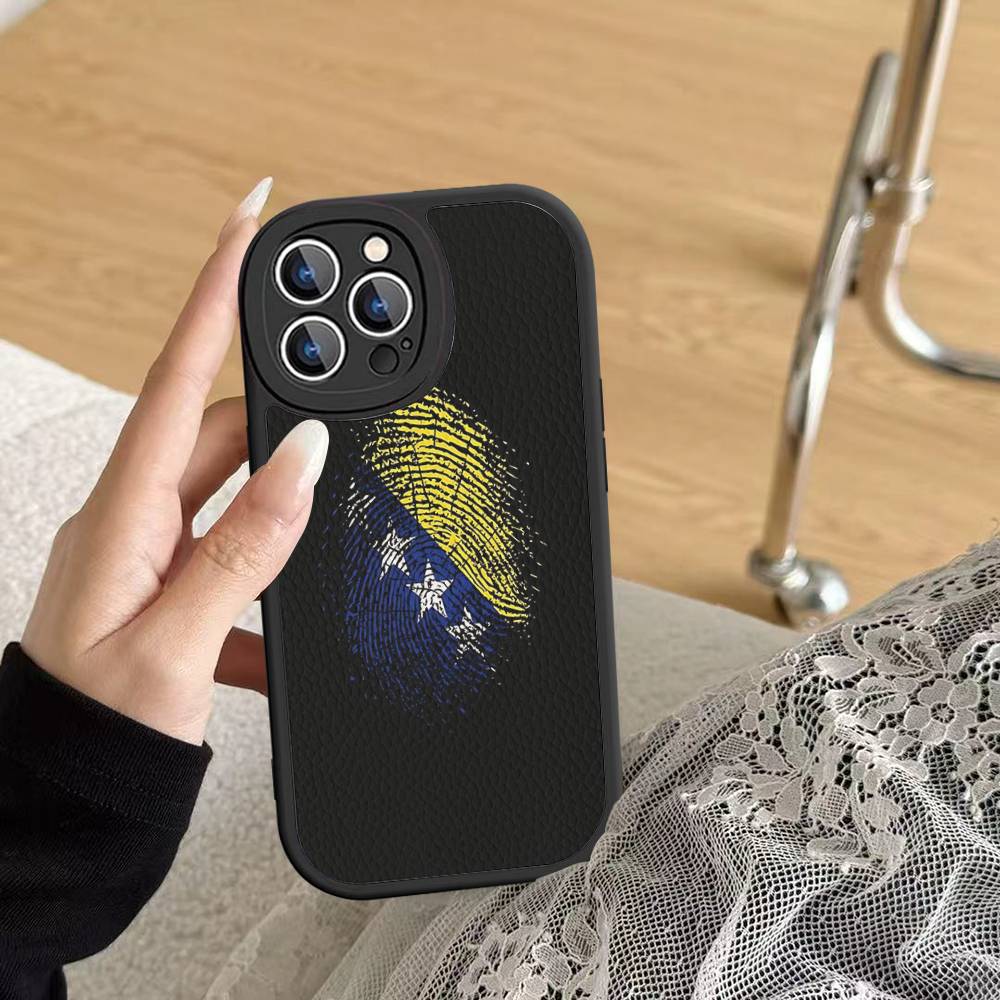 Bośnia i Hercegowina Skórzane Etui na Telefon Dla IPhone 16 15 14 17 Pro Max 11 12 Mini Plus Miękka Obudowa