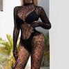 Women's Sexy Mesh BodyStocking Fishnet Lingerie Long Sleeve Babydoll Bodysuits