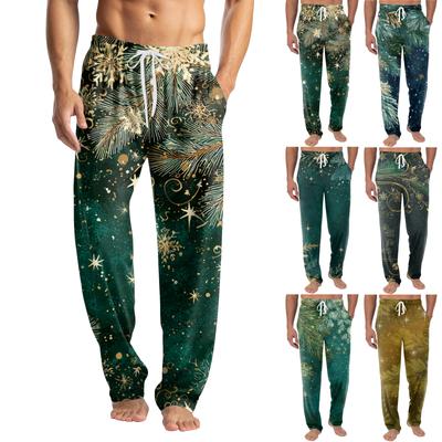 Men's Knitted Fashion Print Pocket Casual Pants Pajama Pants