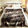 Cat Theme Soft Blanket Personalized Custom Name Text Print Warm Blanket Home Sofa Bedroom Decor