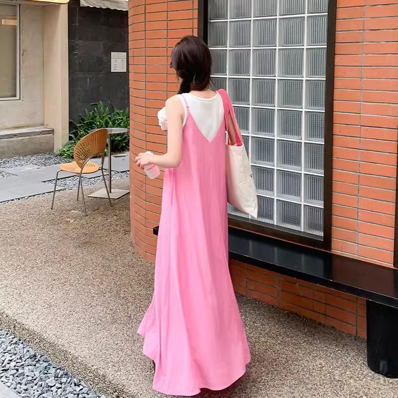 Pink Super Fairy Suspender Skirt Female Summer 2026 New French Style Popular This Year Sweet Holiday Style Dress Long Dress