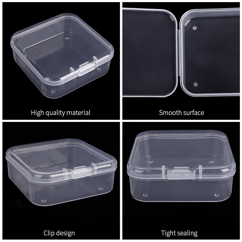 2 Sizes Clear Small Containers Plastic Square Bead Storage Box for Beads Jewelry Crafts Board Game Pieces Organization Wholesale