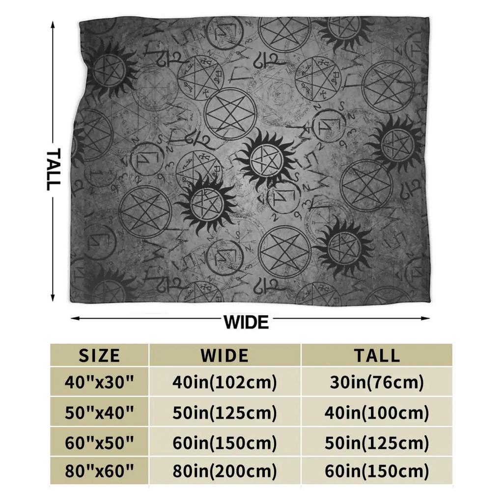 Supernatural Grey Blankets Soft Warm Flannel Throw Blanket Plush for Bed Living Room Picnic Travel Home Couch
