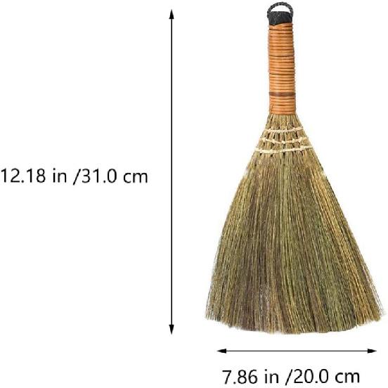 LIFKOME 2Pcs Indoor Grass Broom Whisk Broom Thai Handle Broomstick Sweeping Cleaning Tool Asian Handmade Craft Broom for Home Kitchen Bedroom