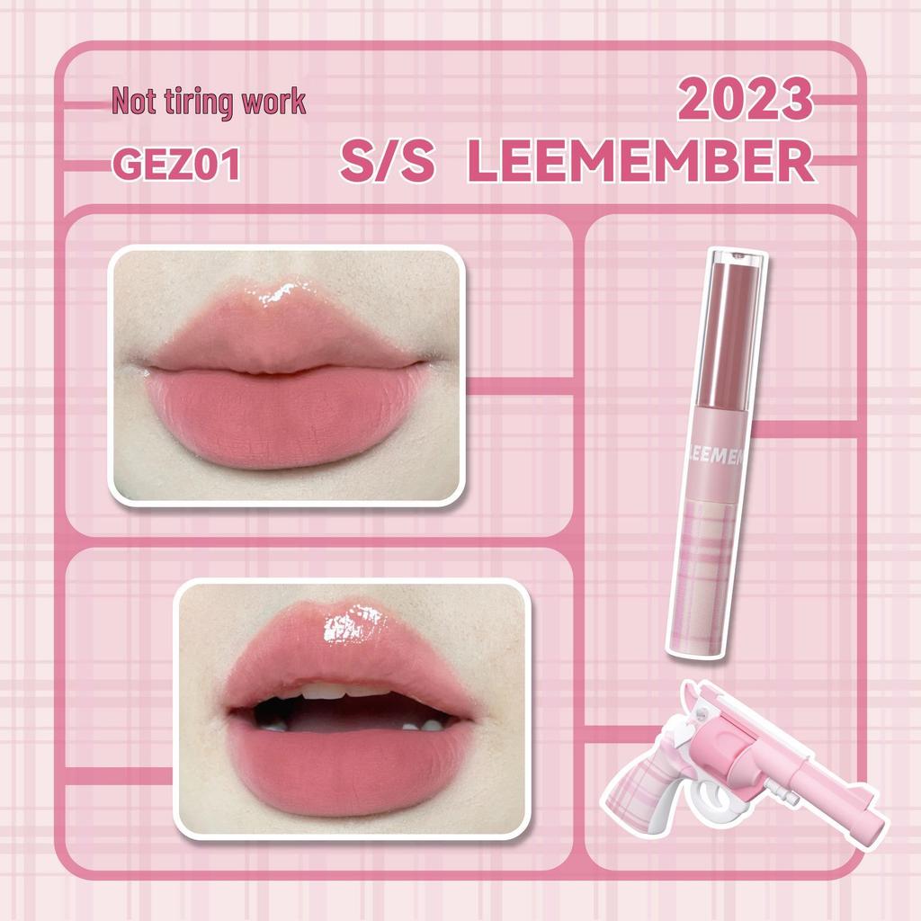 LEEMEMBER Limon Double-Ended Matte & Water Gloss Lip Set with Primer and Nude Lipstick.