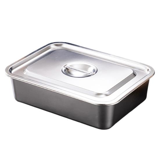 Flat Bottom Square Basin Stainless Steel Extra Deep Lasagna Baking Pan with Lid Non-stick Roasting Casserole Dish