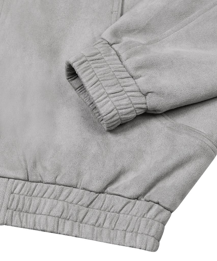 Ironyporno Whiteline 86-Iro253 Curved Bomber Suede Jacket Grey
