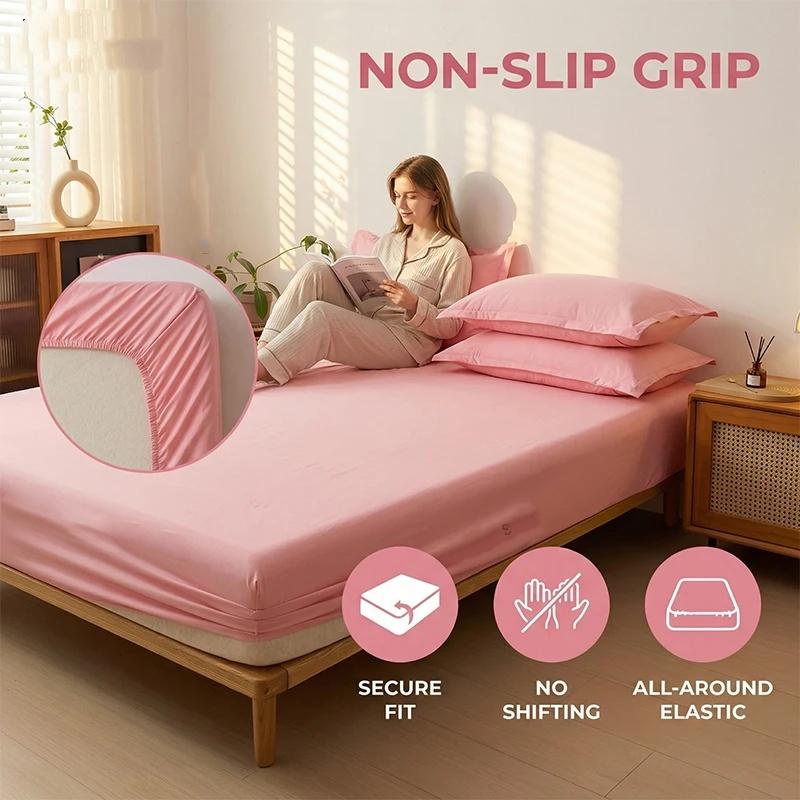 Cotton Fitted Bed Sheet With Elastic Band Mattress Covers Protector For Single Double King Bed 150/160/180x200 Custom Sizes