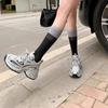 [White Deer Tong] CCGG Shining Galaxy Spring Daddy Shoes Women's Platform Silver Sneakers