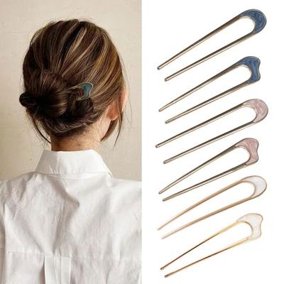 2Pcs Haar Gabel Französisch Twist Frisuren U-förmigen Haar Clip Durable Shell Haar Stick