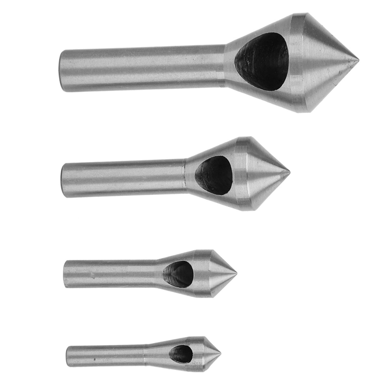 

4 шт. Зенковочное устройство Одностороннее зенковочное сверло для снятия заусенцев 90 градусов Серебристый