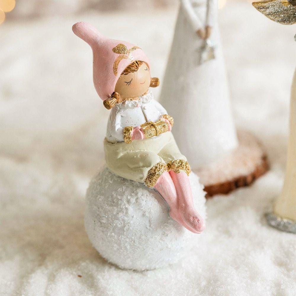 Resin Angel Girl Desktop Decoration Angel Design Waterproof Christmas Scene Arrangement White Gold Pink Angel Girl Decor