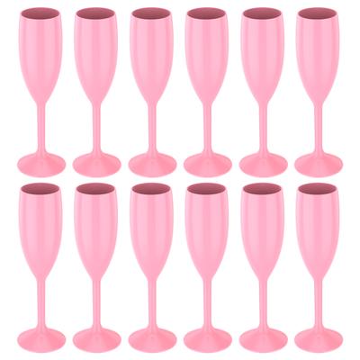 12 Pcs Champagne Flute Bulk 170ML/207ML Plastic Champagne Flutes Bar Goblet Toasting Drinking Cup for Anniversary Birthday Party