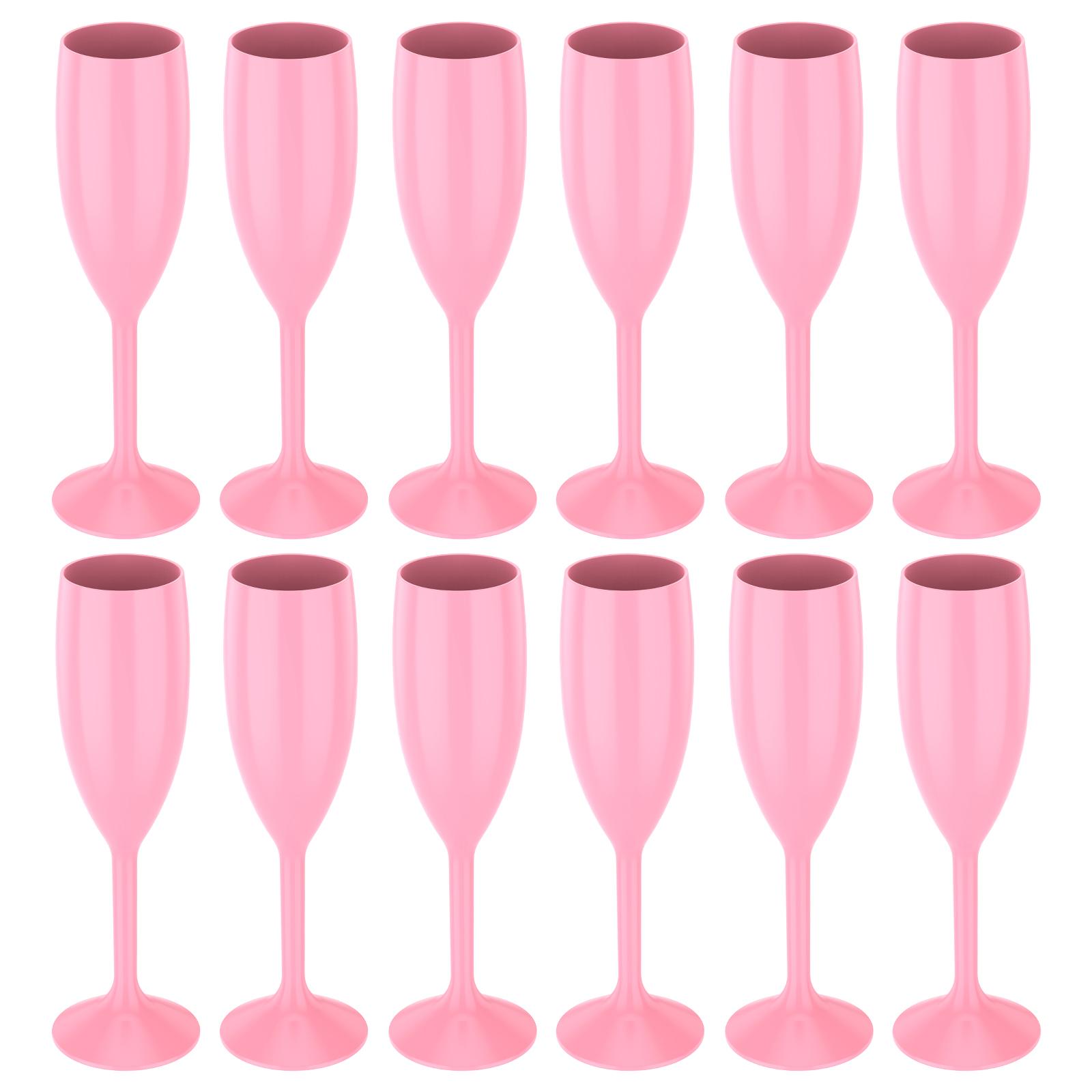 

Набор из 12 бокалов-флейт для шампанского 170 мл, розовые пластиковые бокалы для игристого вина для свадебной вечеринки, пикника, барной посуды, стаканы для питья