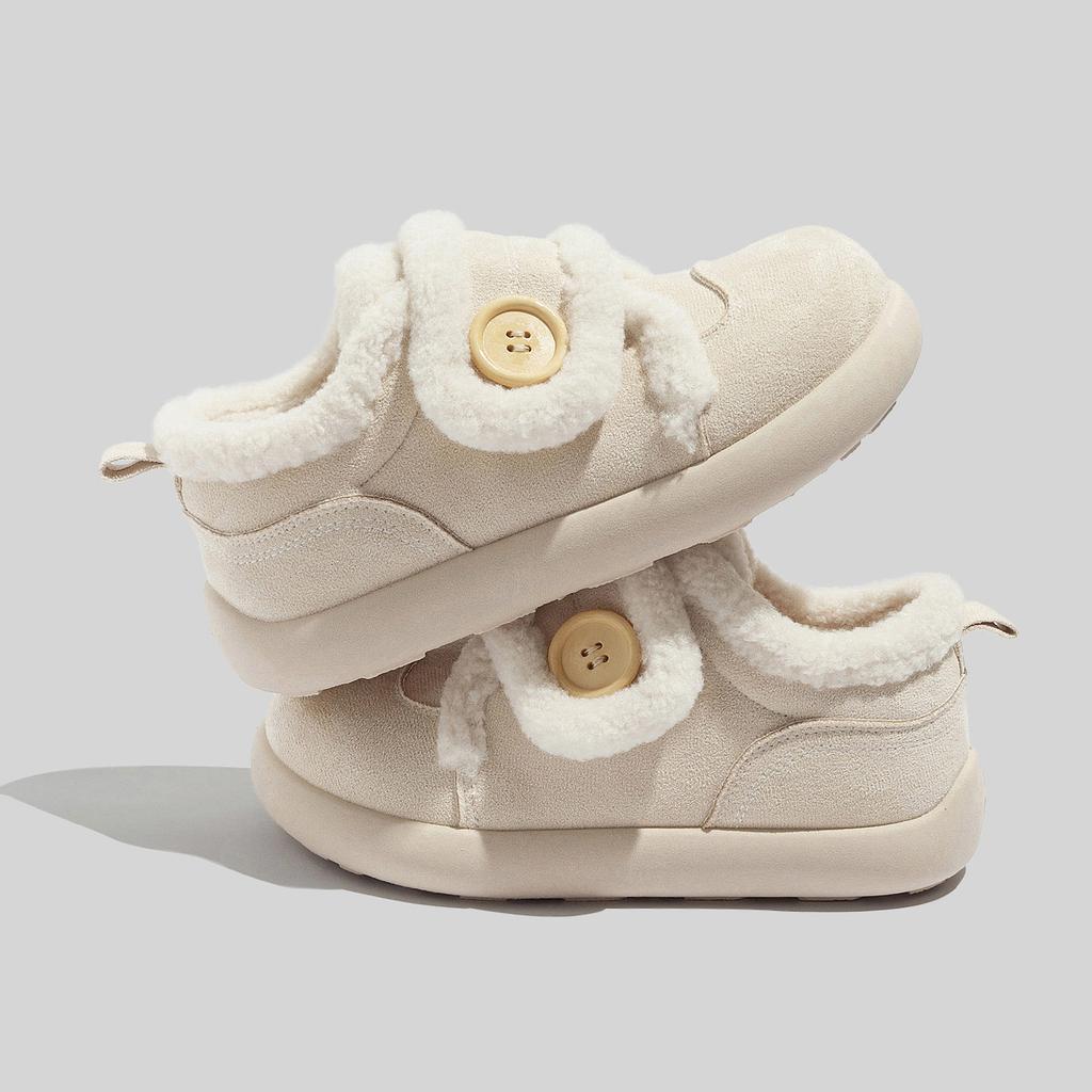 Velcro-strap Stylish Fleece-lined Women's Shoes Warm Winter Cotton Shoes