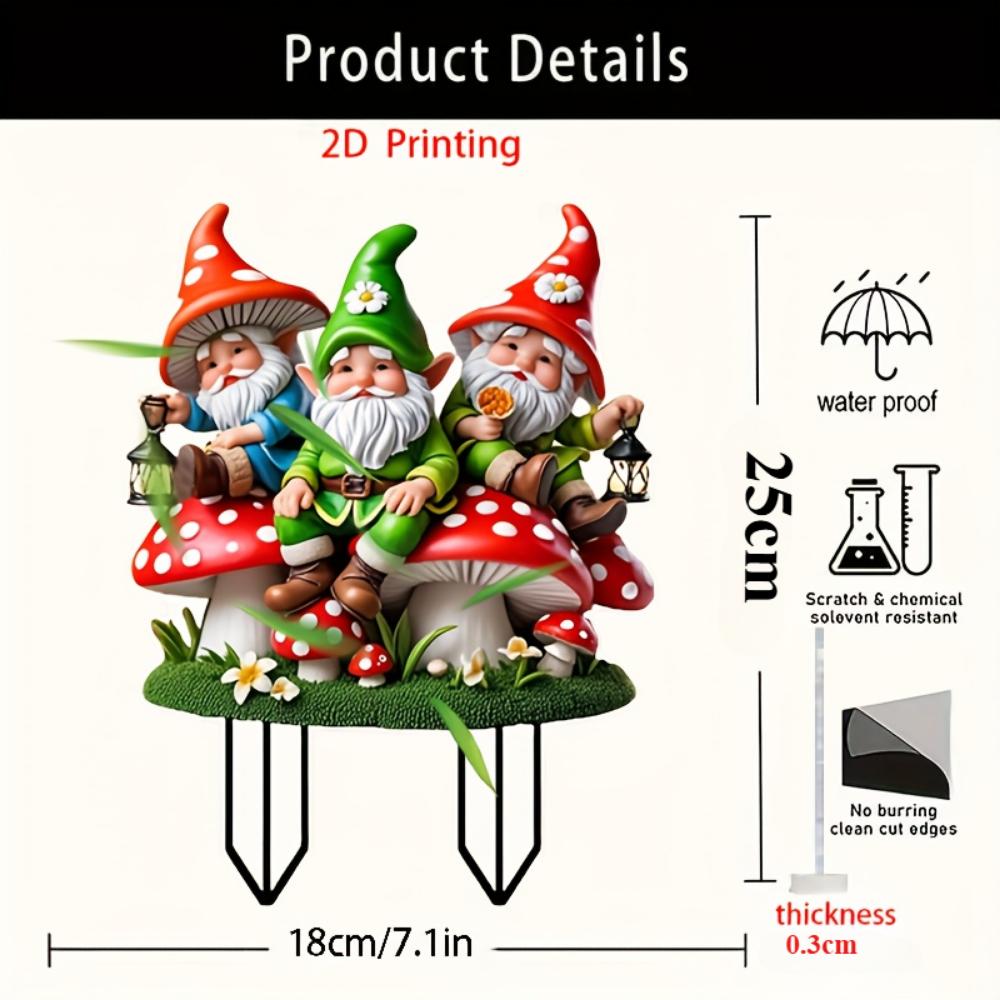 Cute three dwarfs, 2D flat acrylic, decoration, suitable for lawn, flower pot, courtyard, garden, backyard, outdoor, Christmas, Halloween