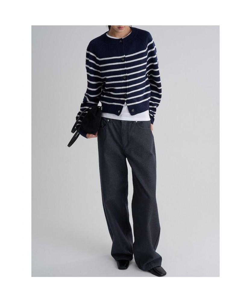 8Seconds Striped Crop Cardigan Navy