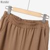 ZANZEA Women 3/4 Sleeve Asymmetrical Blouse And Long Pants Breathable Casual Two Piece Suit Sets