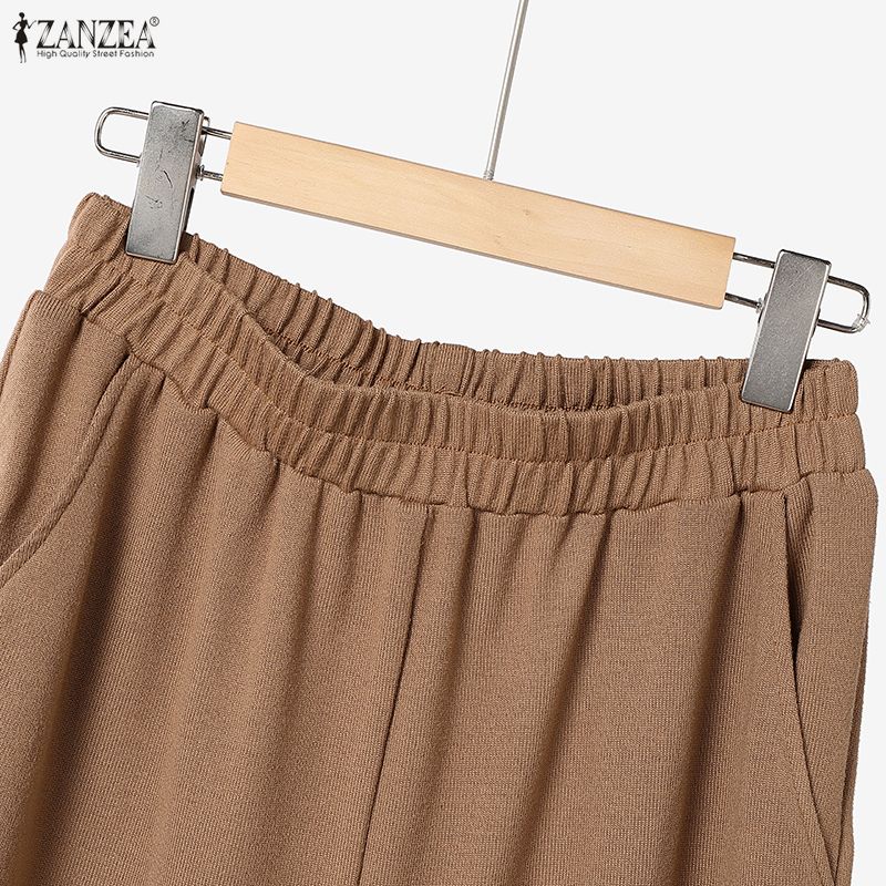 ZANZEA Women 3/4 Sleeve Asymmetrical Blouse And Long Pants Breathable Casual Two Piece Suit Sets