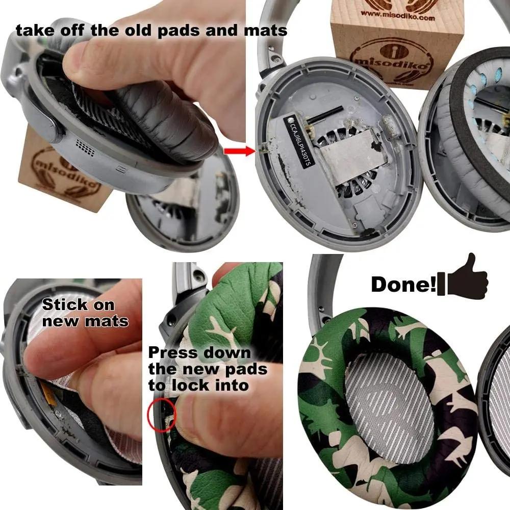 Headband Cushion and Ear Pads Replacement for Bose Quiet Comfort 25 35 (QC25 QC35) and QuietComfort 35 II (QC35ii) Headphones